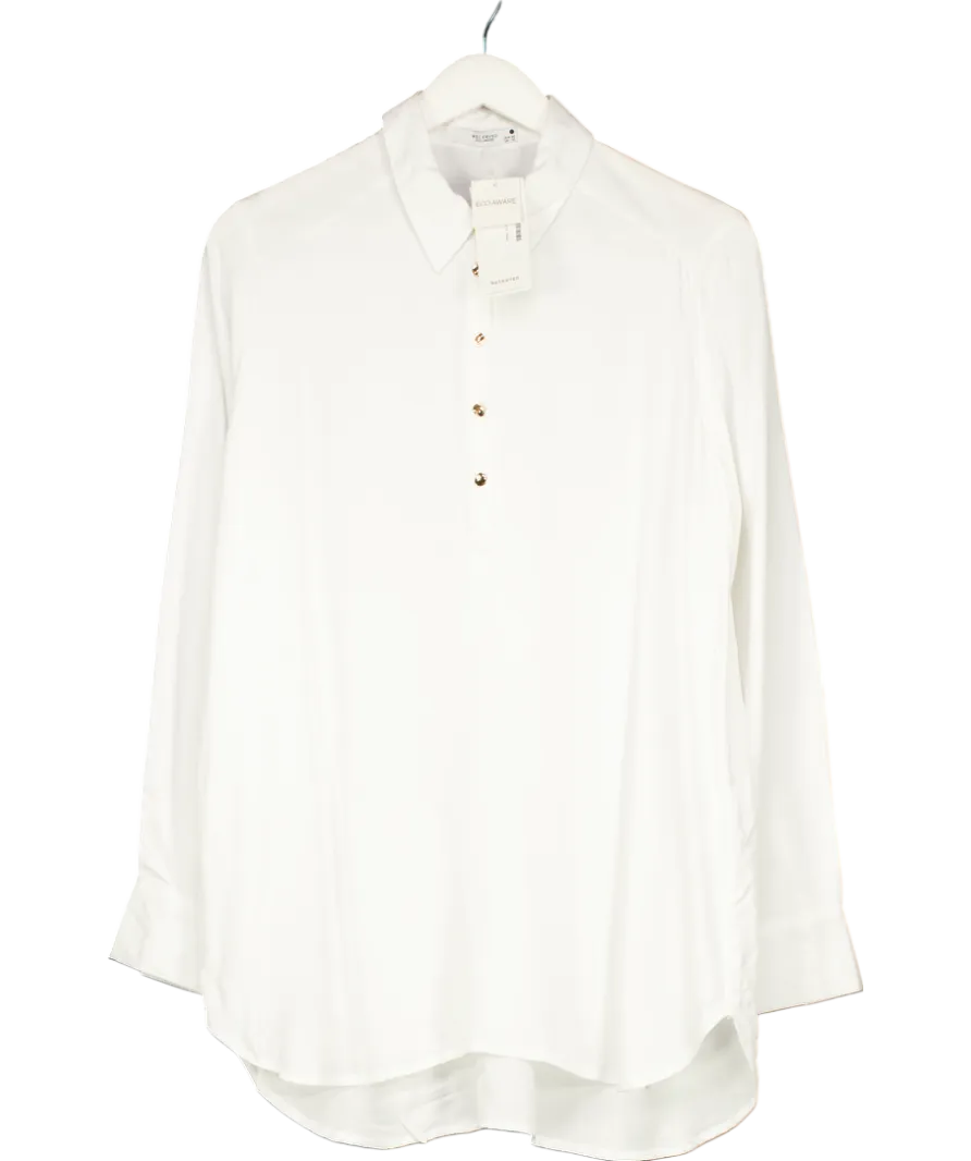 Reserved White Half Button Down Shirt UK 12