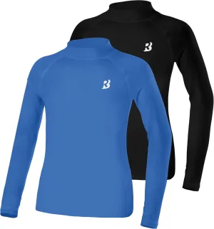 Roadbox Boys Girls Compression Shirts - Youth Long Sleeve Athletic Undershirt Mock Neck for Football Baseball Basketball