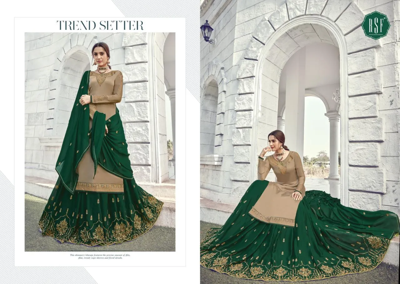 RSF LAUNCHES MANDORA VOL.2 SATIN GEORGETTE HEAVY WORK DRESS MATERIAL