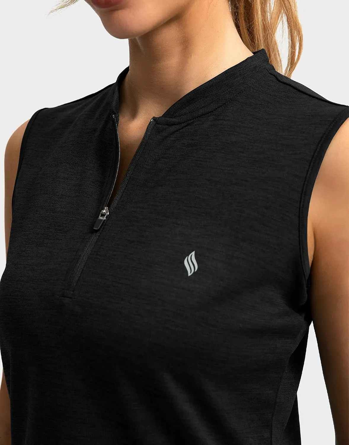 SANTINY Women's Sleeveless Golf Shirt Zip Up Tennis Lightweight Quick Dry Tank Tops Polo Shirts for Women