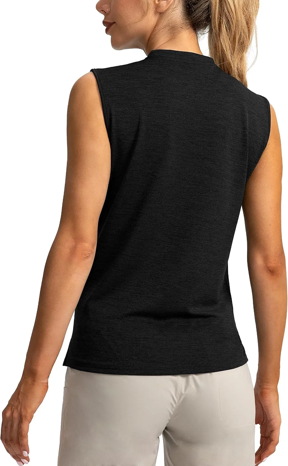 SANTINY Women's Sleeveless Golf Shirt Zip Up Tennis Lightweight Quick Dry Tank Tops Polo Shirts for Women