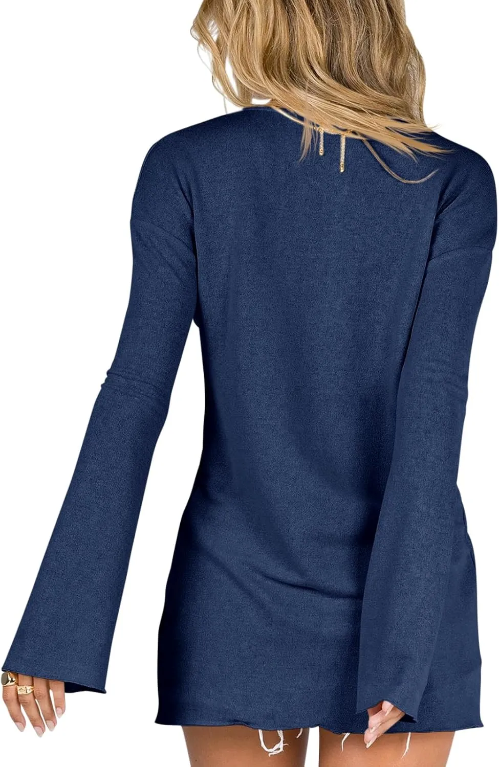 Saodimallsu Women Deep V Neck Cardigan Lightweight Button Down Long Sleeve Loose Open Front Knit Summer Shirts