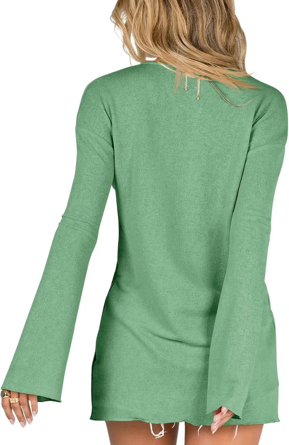 Saodimallsu Women Deep V Neck Cardigan Lightweight Button Down Long Sleeve Loose Open Front Knit Summer Shirts