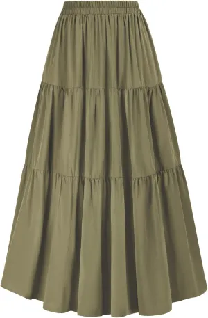 Scarlet Darkness Maxi Long Skirts for Women Summer Flowy Renaissance Skirt with Pockets