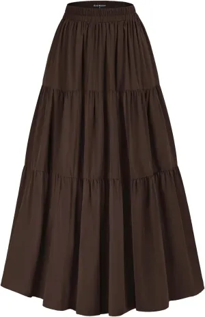 Scarlet Darkness Maxi Long Skirts for Women Summer Flowy Renaissance Skirt with Pockets