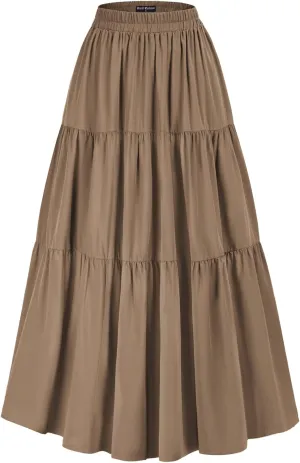 Scarlet Darkness Maxi Long Skirts for Women Summer Flowy Renaissance Skirt with Pockets