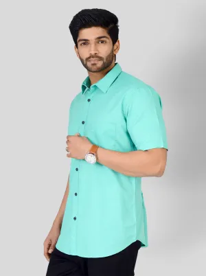 Sea Green Solid Slim Fit Casual Shirt | JadeBlue