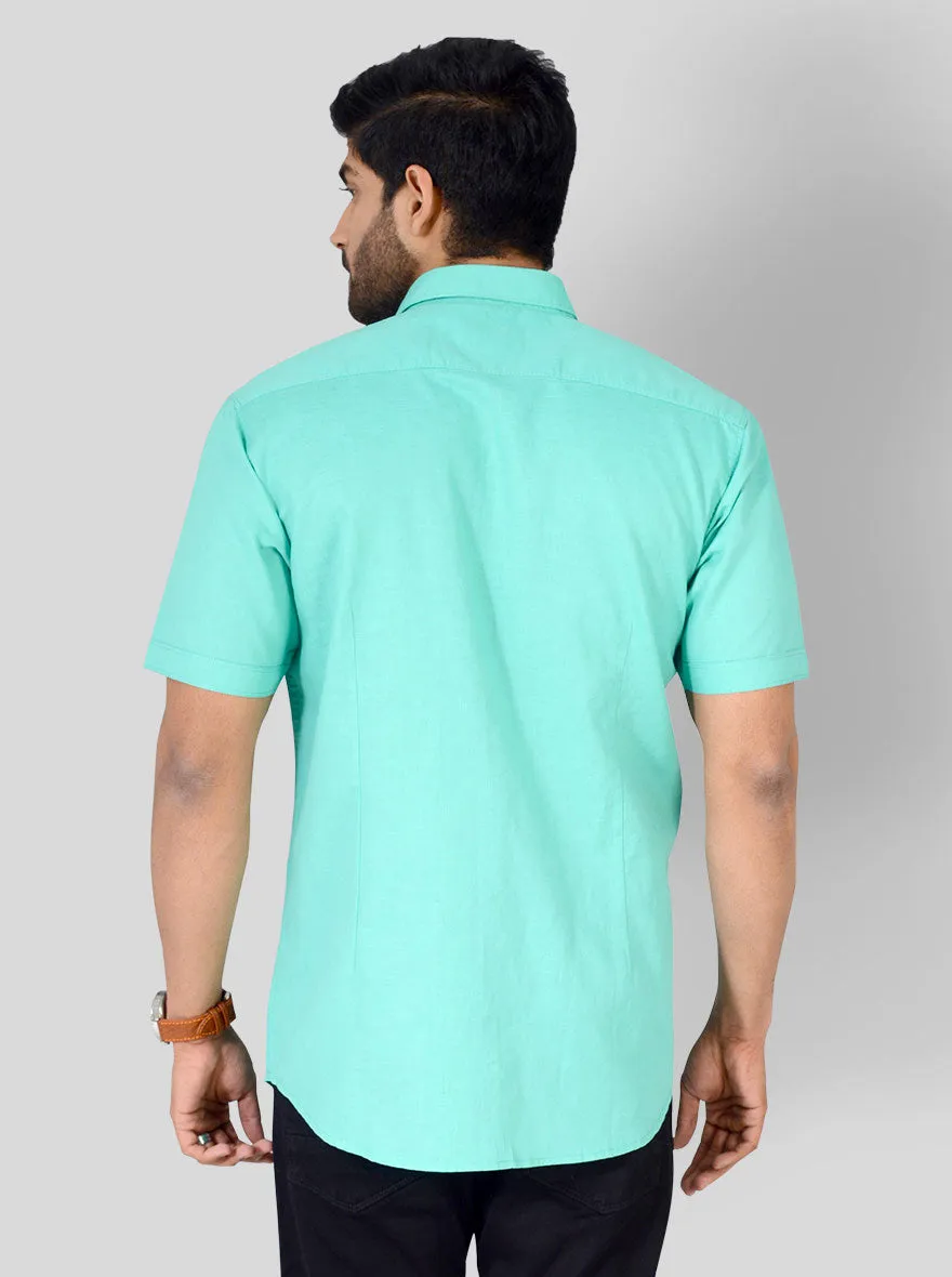 Sea Green Solid Slim Fit Casual Shirt | JadeBlue