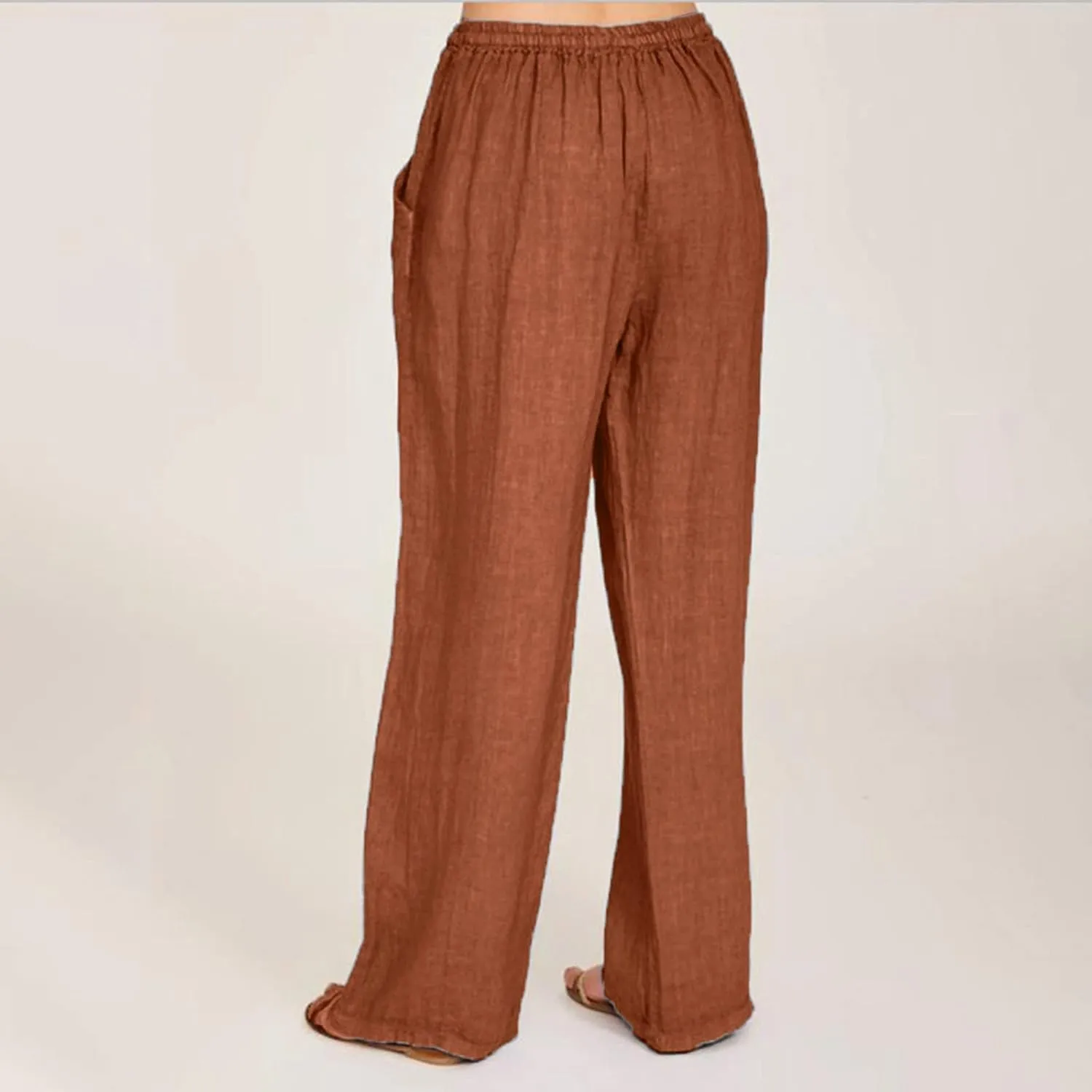 SHAOBGE Cotton Linen Pants for Women Summer Wide Leg Casual Loose Drawstring High Waist Palazzo Pants Trousers with Pockets