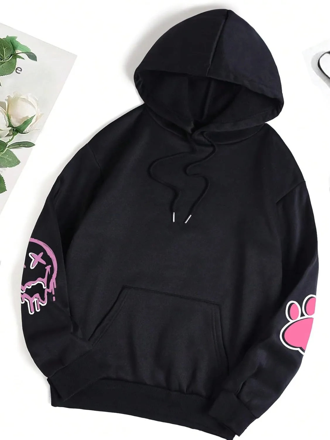 SHENHE Women's Letter Print Thermal Lined Hooded Sweatshirt Graphic Hoodie Pullover