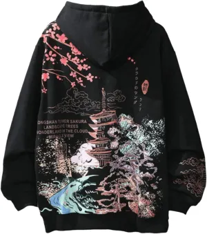 SHINsuke Men Women Japanese Anime Hoodie Y2K Harajuku Sakura Sweatshirt Korean Long Sleeve Fleece Pullover Tops Clothes