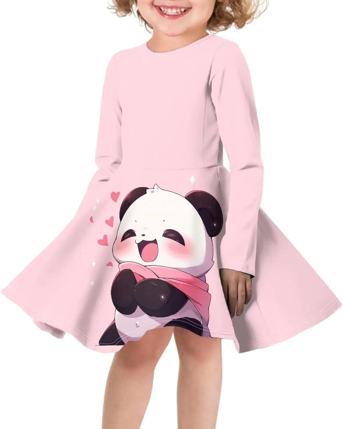Showudesigns Girls Dresses 3-16 Years Long Sleeve Dress Twirly Stretch A-Line Dress
