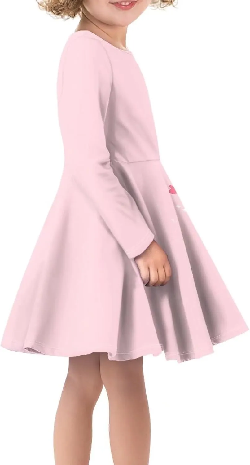 Showudesigns Girls Dresses 3-16 Years Long Sleeve Dress Twirly Stretch A-Line Dress