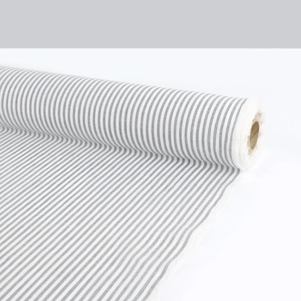 Soft Stripe Cotton / Linen - Grey / White