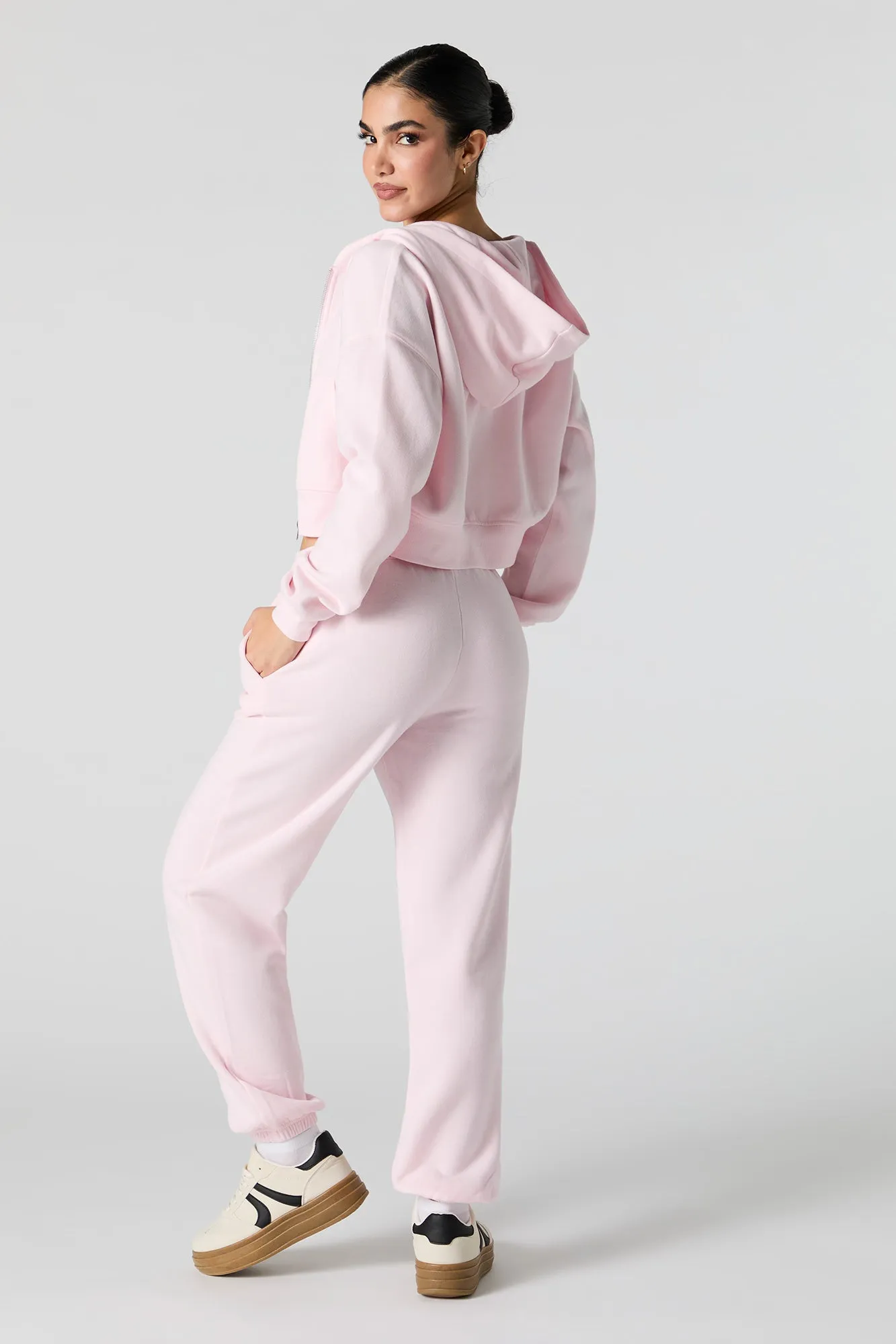 Solid Fleece Cuffed Jogger