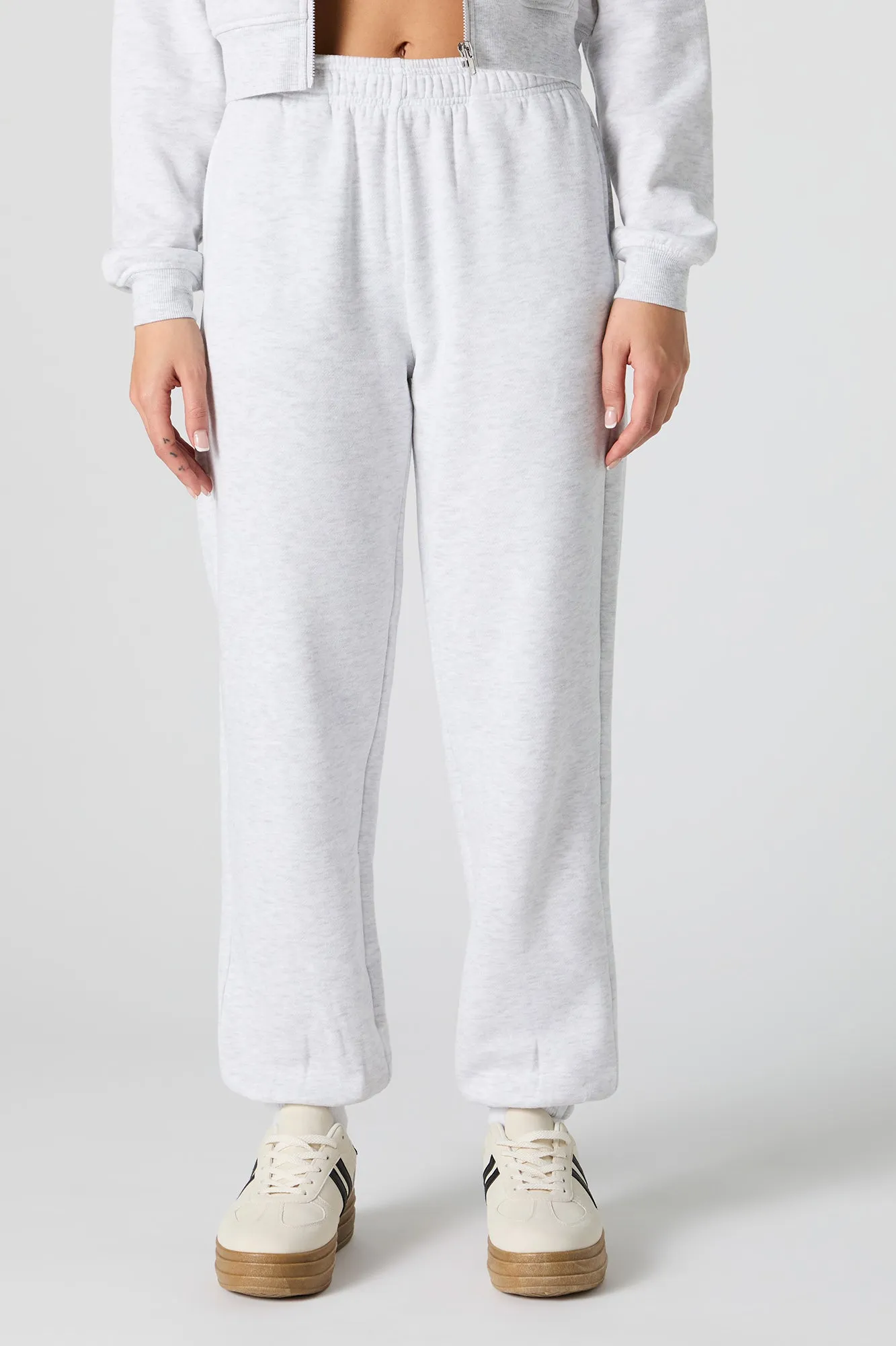 Solid Fleece Cuffed Jogger