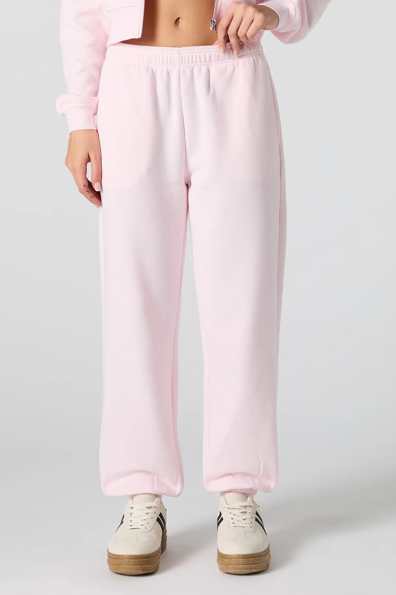 Solid Fleece Cuffed Jogger
