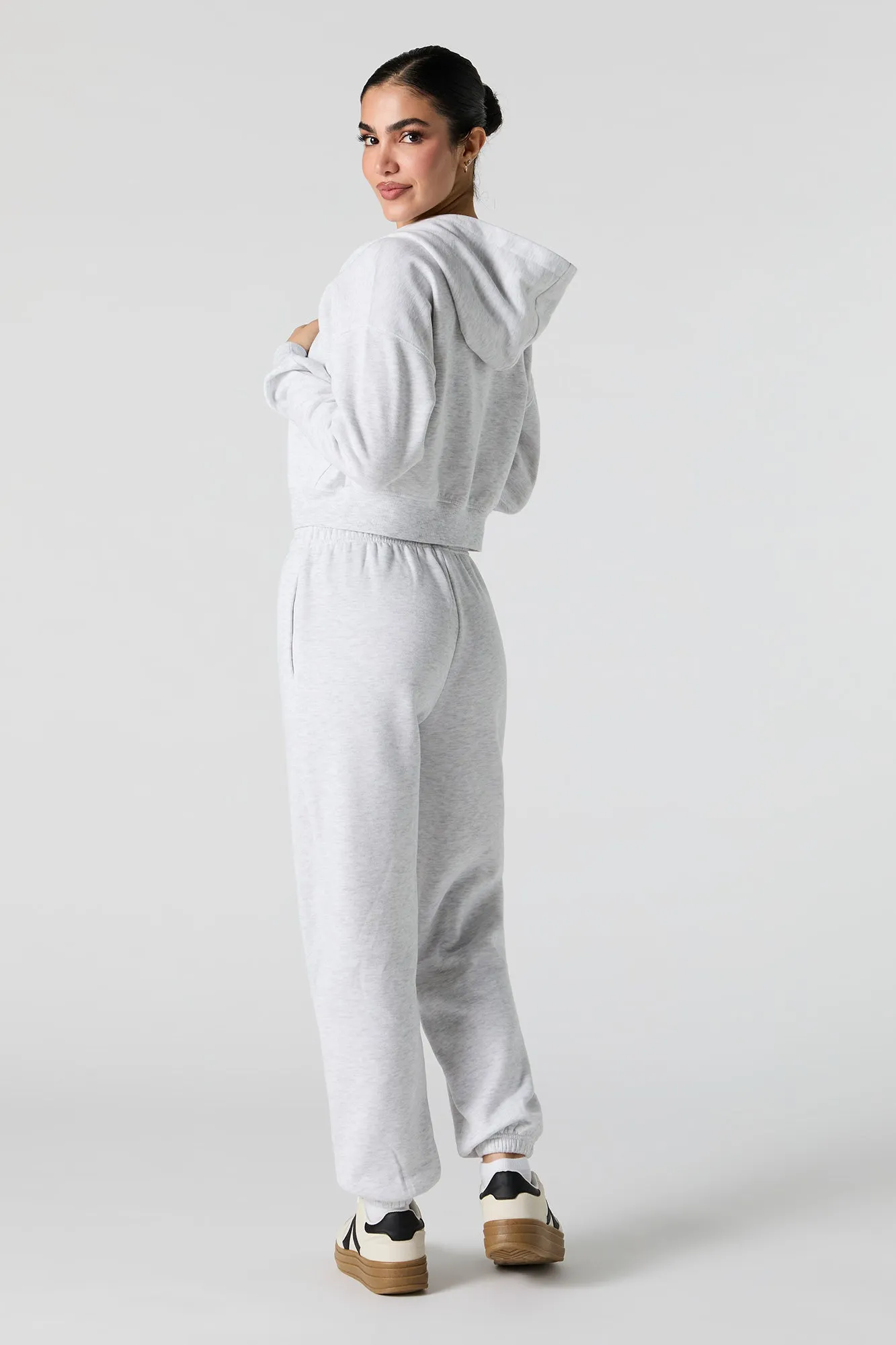 Solid Fleece Cuffed Jogger