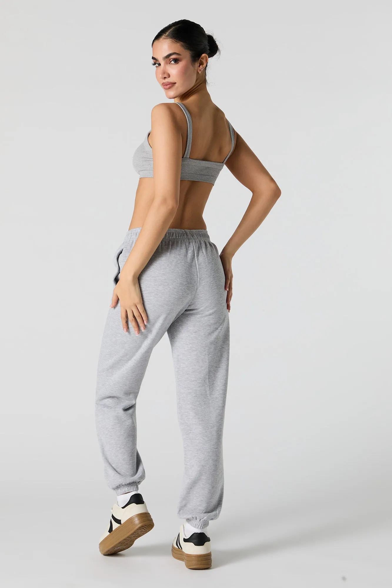 Solid Fleece Cuffed Jogger