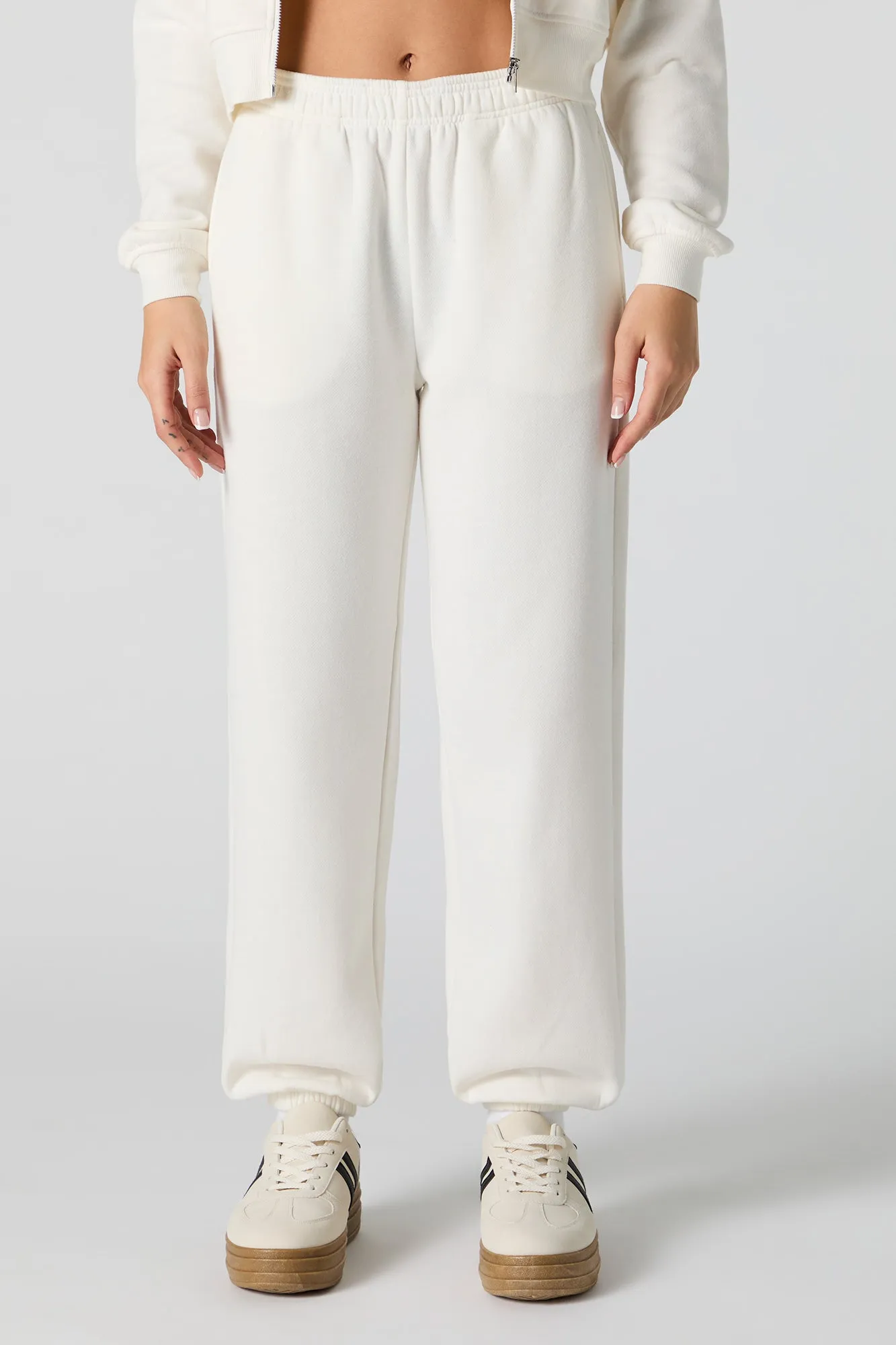 Solid Fleece Cuffed Jogger