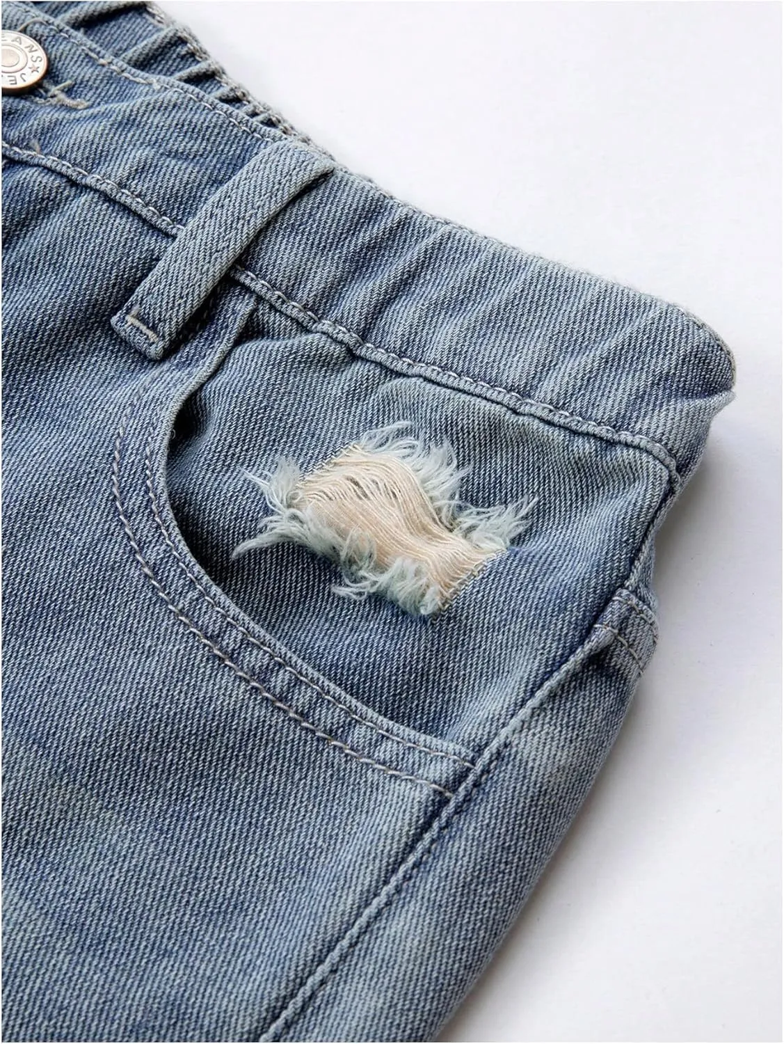 SOLY HUX Girl's Denim Pants Casual Wide Leg Retro Baggy Ripped Jeans with Pockets