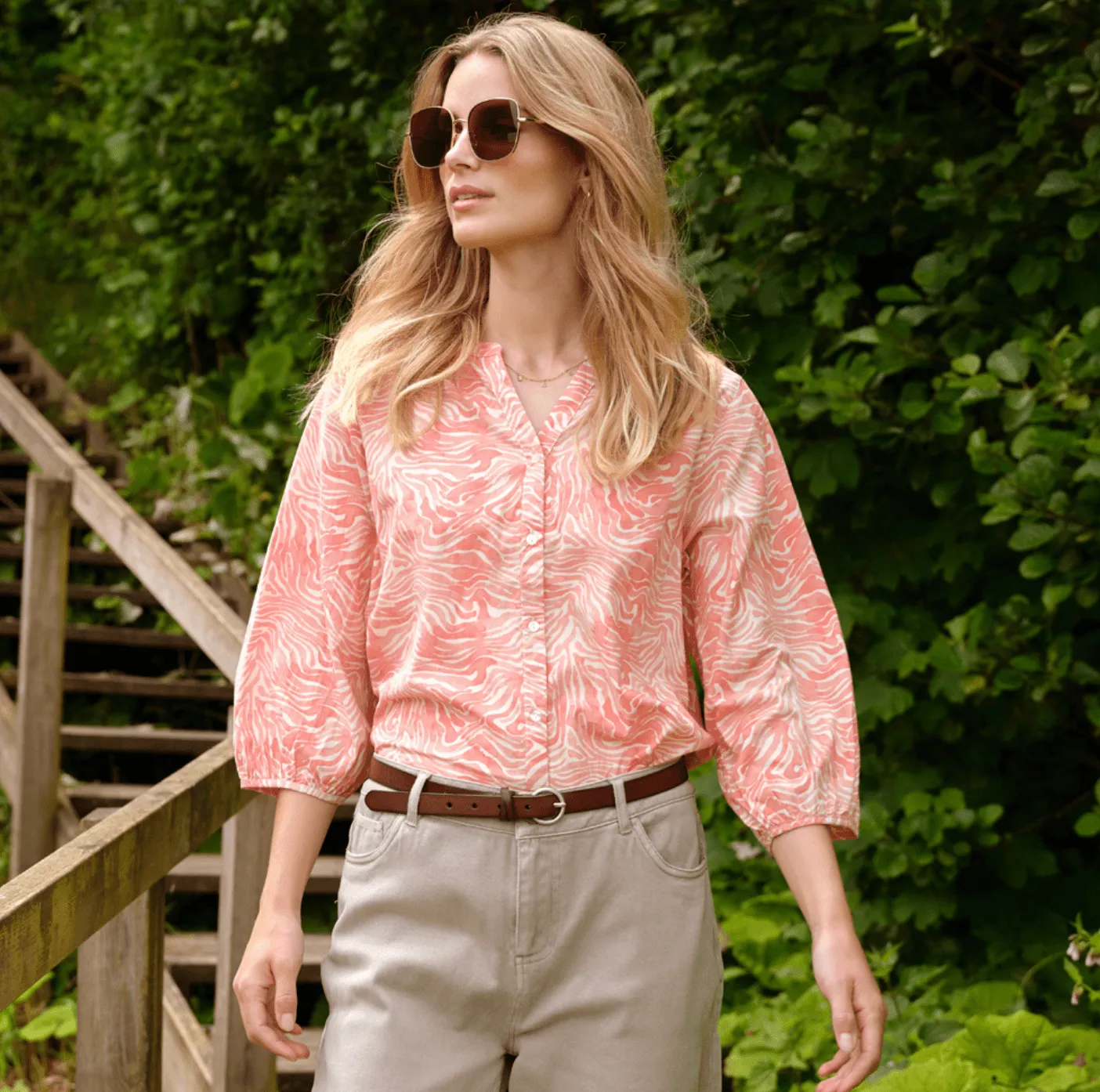 Soya Concept Peggy Printed Button Front Blouse - 41060