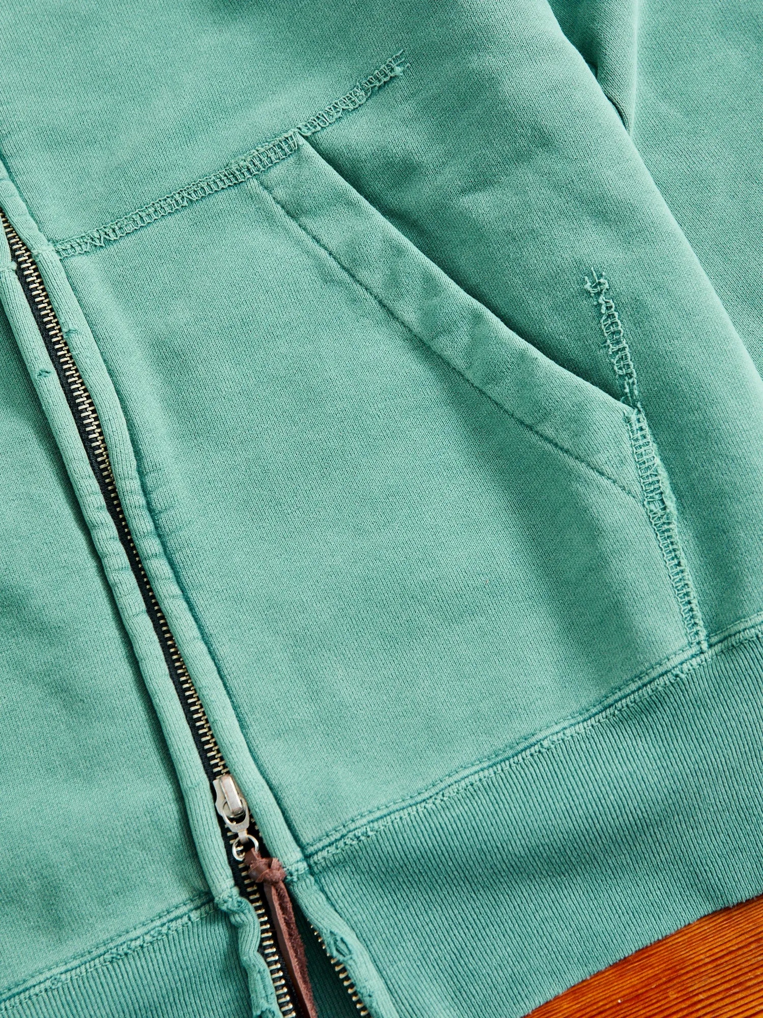 Special Finish Zip Hoodie in Green