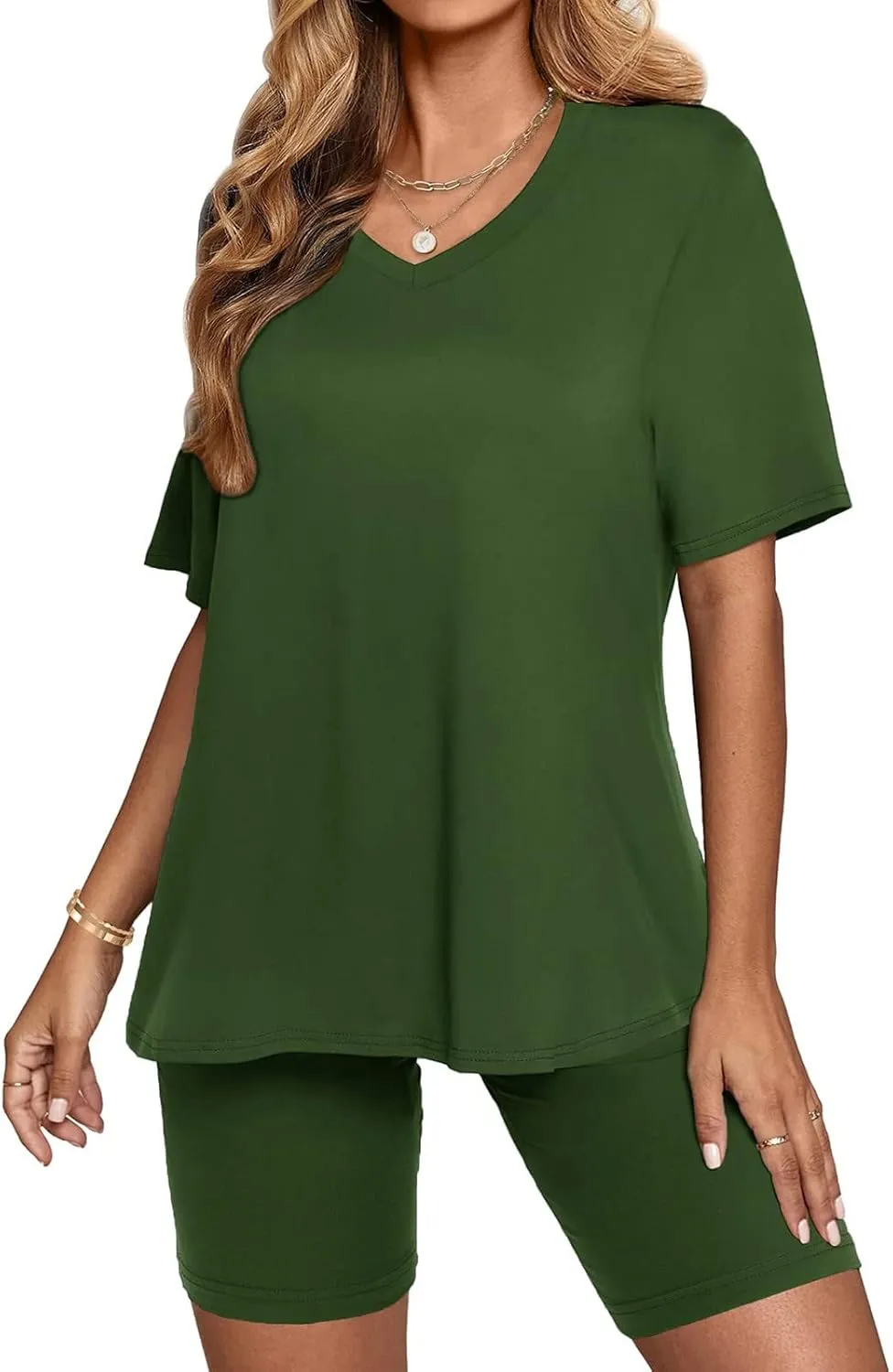Sport Sets Women 2 Piece Outfits Women Summer Casual Oversized T-Shirt Tops Biker Shorts Workout Sports Tracksuit