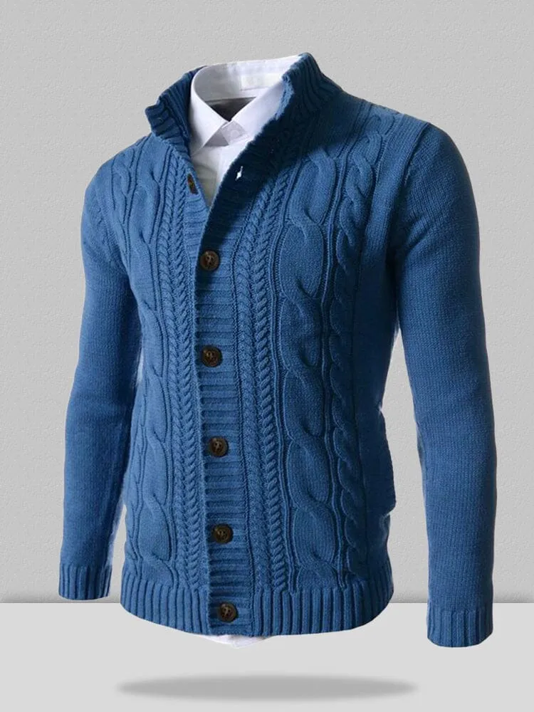 Stand Collar Knitted Cardigan Sweater