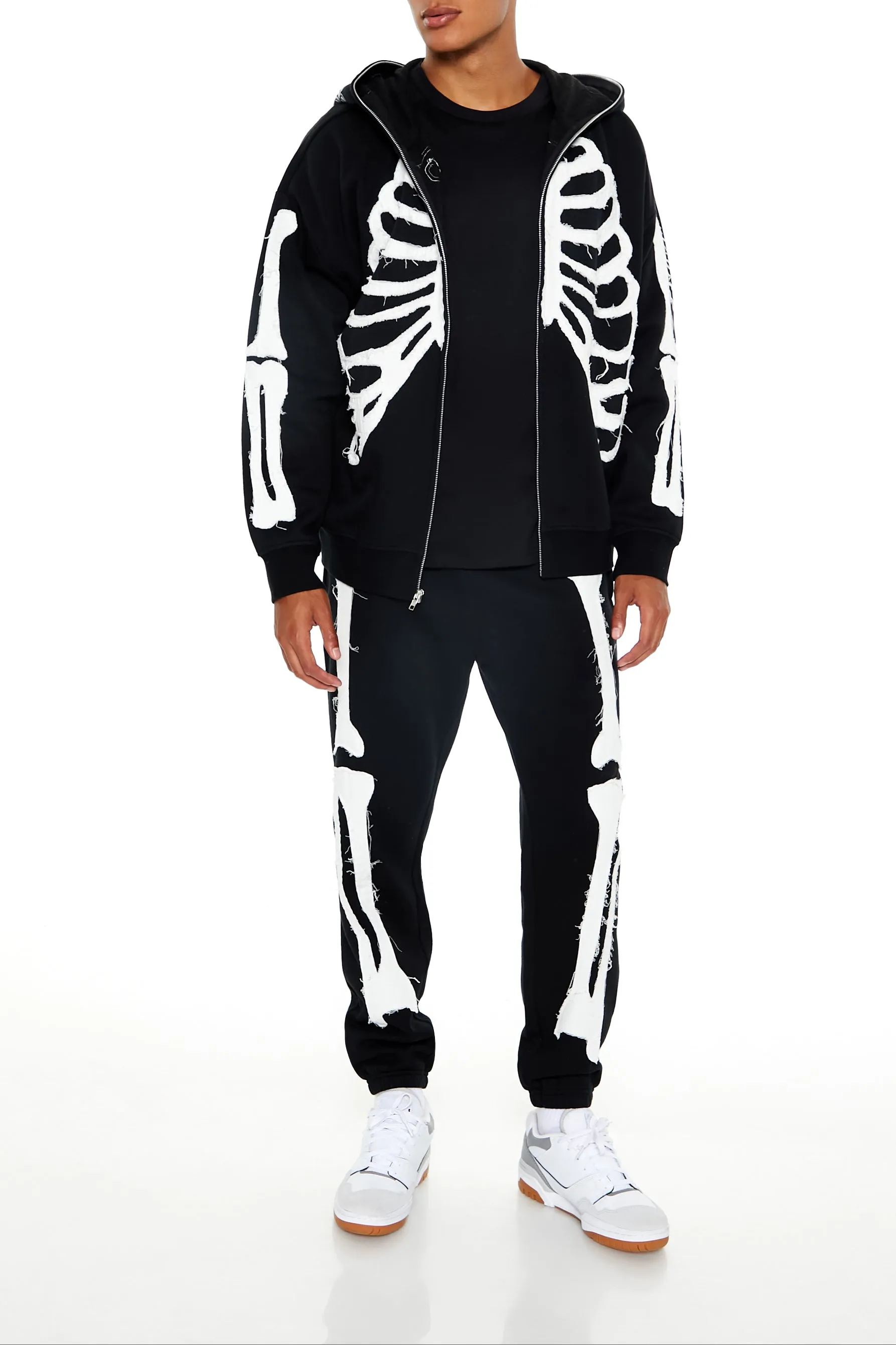 Stitched Skeleton Zip-Up Hoodie