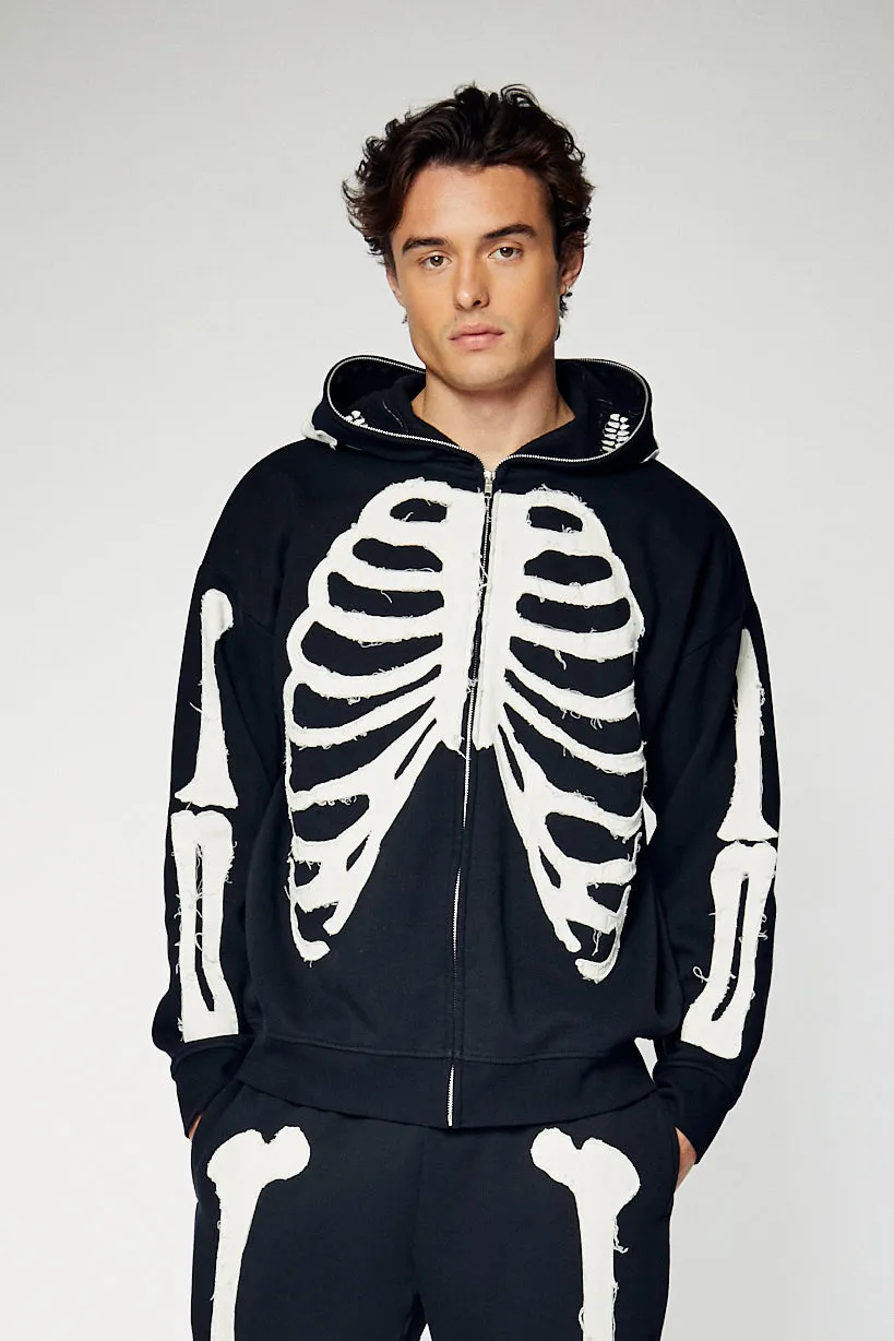 Stitched Skeleton Zip-Up Hoodie