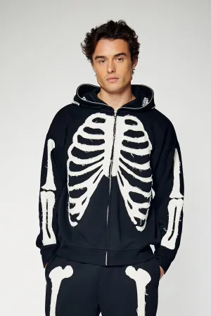 Stitched Skeleton Zip-Up Hoodie