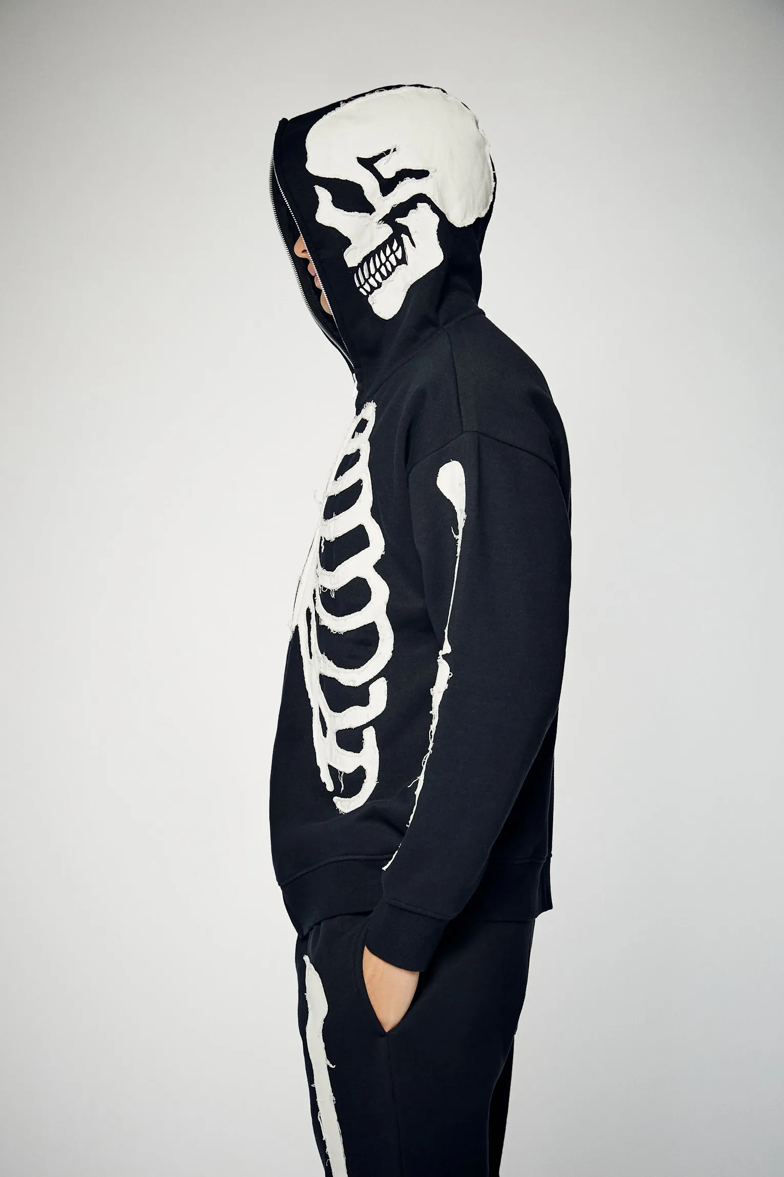 Stitched Skeleton Zip-Up Hoodie