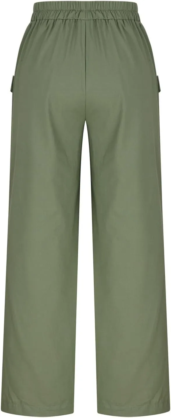 Summer Pants for Women Casual Loose Fit Linen Cropped Capri Pants 2025 Lightweight Drawstring Waist Trousers