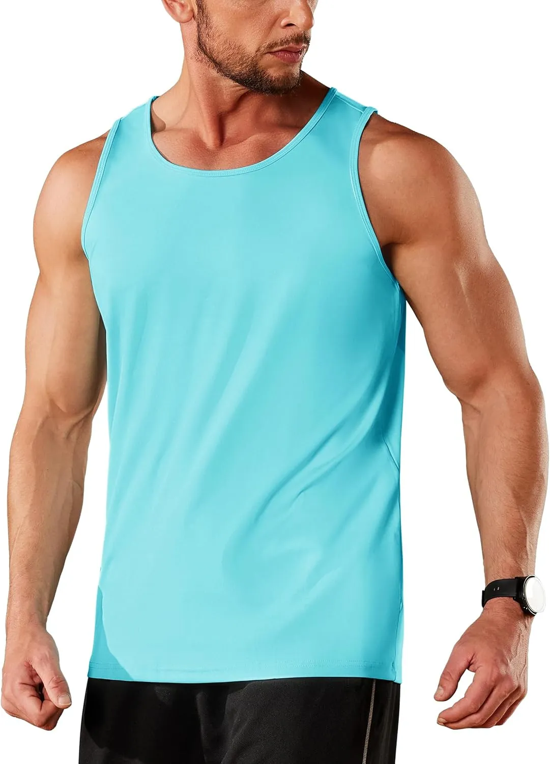 TACVASEN Men's Workout Tank Tops Sleeveless UPF 50  Summer Sun Shirts Quick Dry for Running Swim Gym Beach