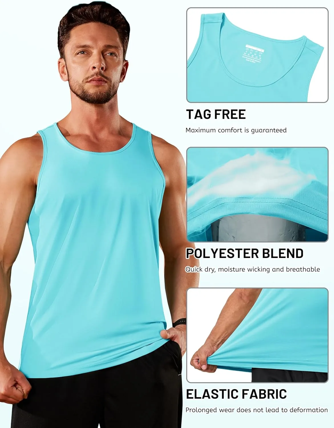 TACVASEN Men's Workout Tank Tops Sleeveless UPF 50  Summer Sun Shirts Quick Dry for Running Swim Gym Beach