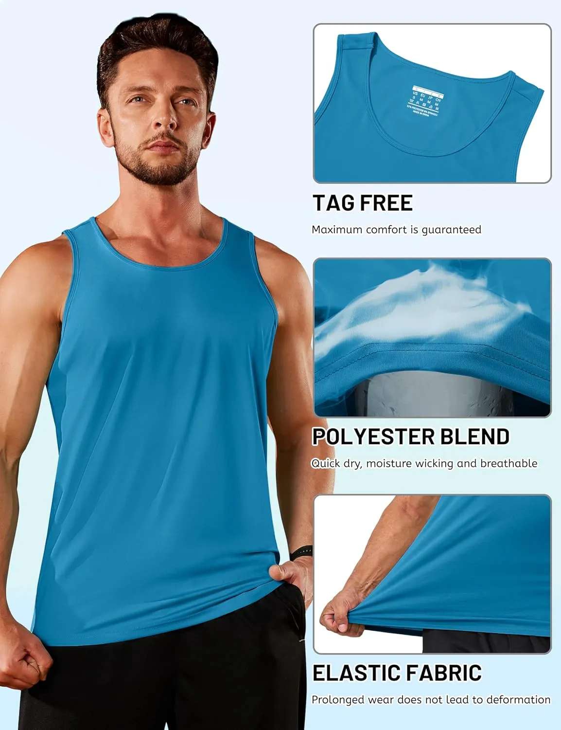 TACVASEN Men's Workout Tank Tops Sleeveless UPF 50  Summer Sun Shirts Quick Dry for Running Swim Gym Beach