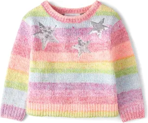 The Children's Place Baby Girls' and Toddler Long Sleeve Crew Neck Pullover Sweater