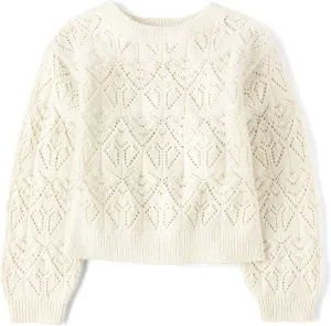 The Children's Place Girls' Long Sleeve Crew Neck Pullover Sweater