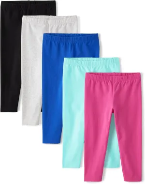 The Children's Place,Girls,Assorted Everyday Capri Leggings,Solid Multicolor 5-Pack,X-Large