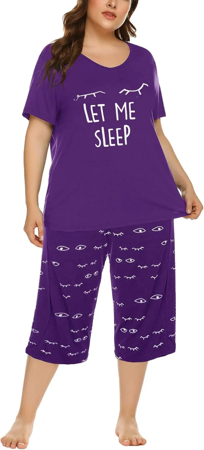 Tongmingyun plus size pajamas capris pants set striped for women Sleep Shirts loungewear sleepwear 3x 4x 5x