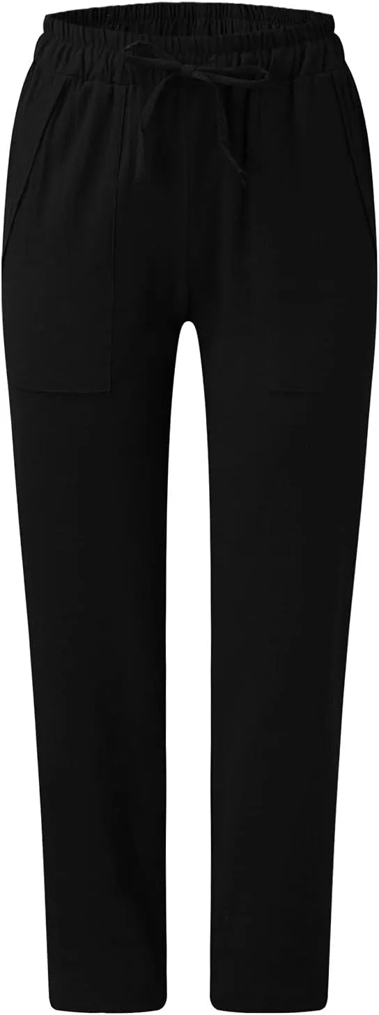 Try Before You Womens Clothing Loose Cotton Patchwork Wide Leg Pants Ladies Trousers Lightweight Linen Pants Women