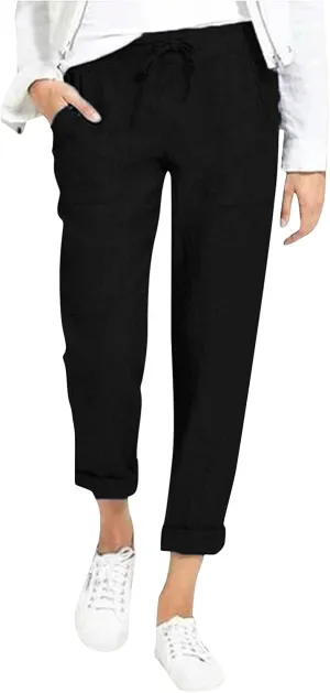 Try Before You Womens Clothing Loose Cotton Patchwork Wide Leg Pants Ladies Trousers Lightweight Linen Pants Women