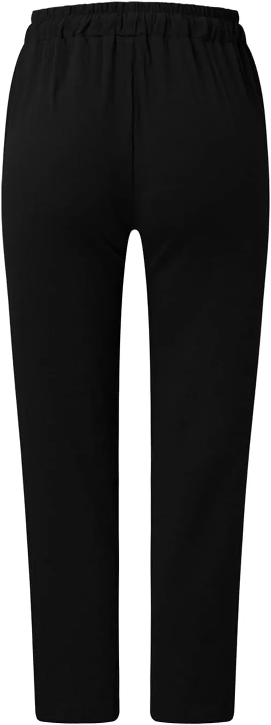 Try Before You Womens Clothing Loose Cotton Patchwork Wide Leg Pants Ladies Trousers Lightweight Linen Pants Women