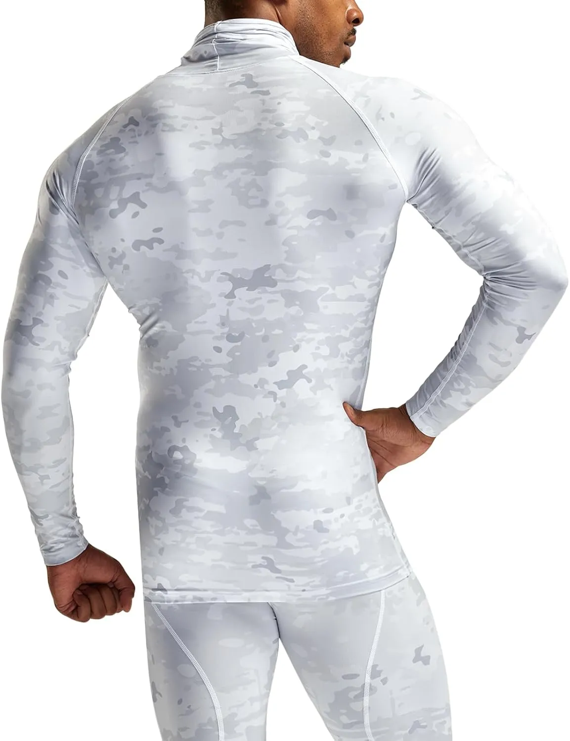 TSLA Men's UPF 50  Mock Long Sleeve Compression Shirts, Athletic Workout Shirt, Base Layer for Water Sports