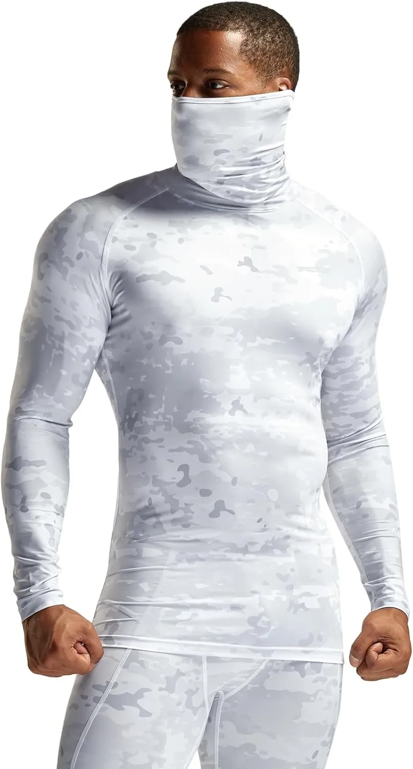 TSLA Men's UPF 50  Mock Long Sleeve Compression Shirts, Athletic Workout Shirt, Base Layer for Water Sports