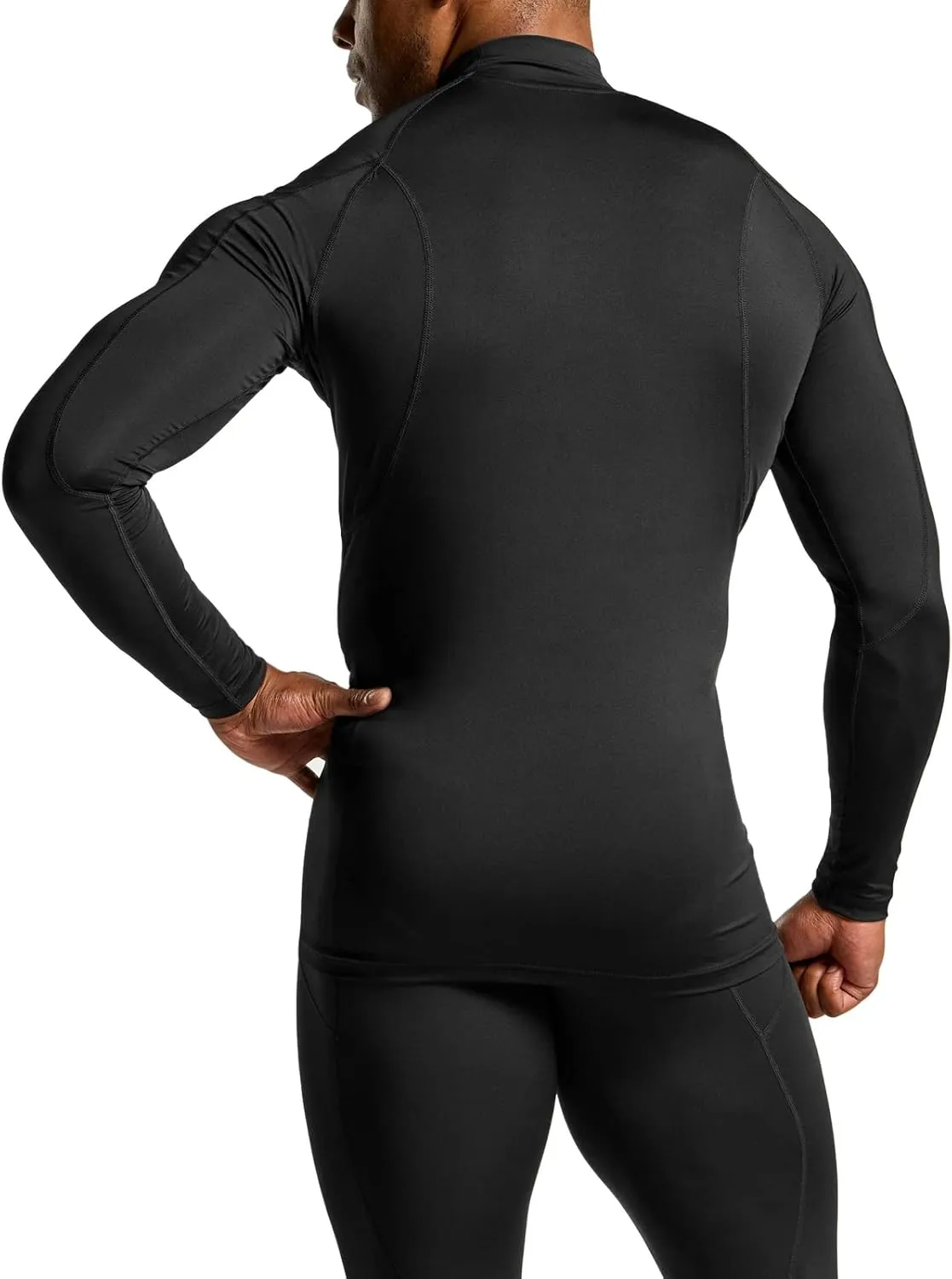 TSLA Men's UPF 50  Mock Long Sleeve Compression Shirts, Athletic Workout Shirt, Base Layer for Water Sports