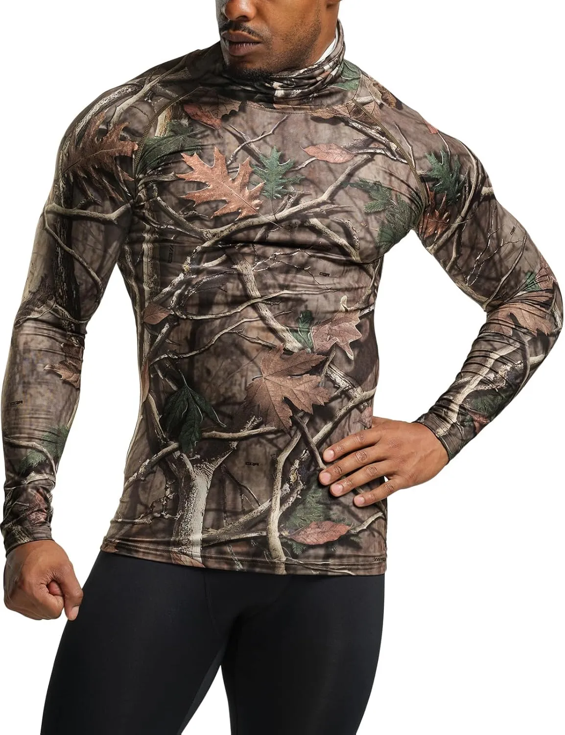 TSLA Men's UPF 50  Mock Long Sleeve Compression Shirts, Athletic Workout Shirt, Base Layer for Water Sports