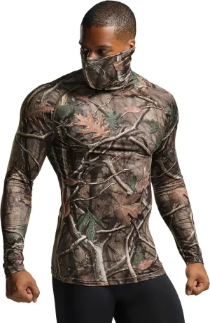 TSLA Men's UPF 50  Mock Long Sleeve Compression Shirts, Athletic Workout Shirt, Base Layer for Water Sports