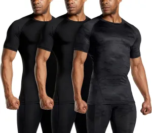 TSLA Men's UPF 50  Quick Dry Short Sleeve Compression Shirts, Athletic Workout Shirt, Water Sports Rash Guard
